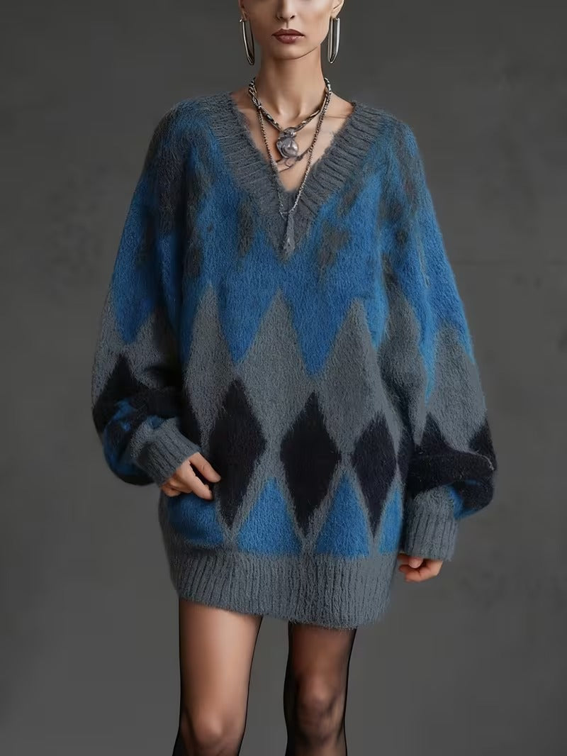 Robe pull à motif losanges