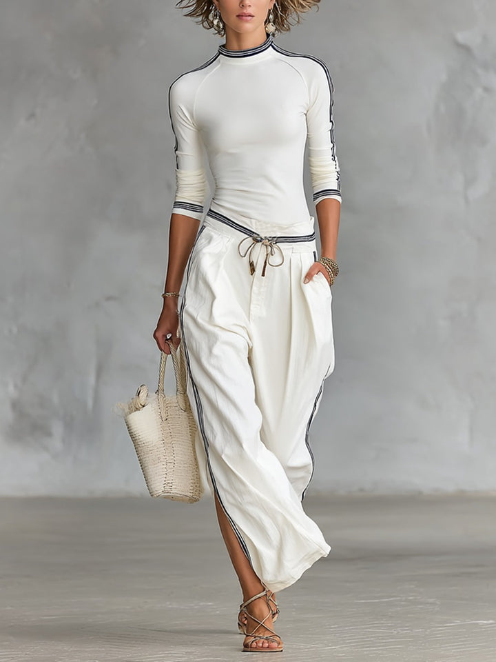Ensemble de sport femme à col montant et pantalon large