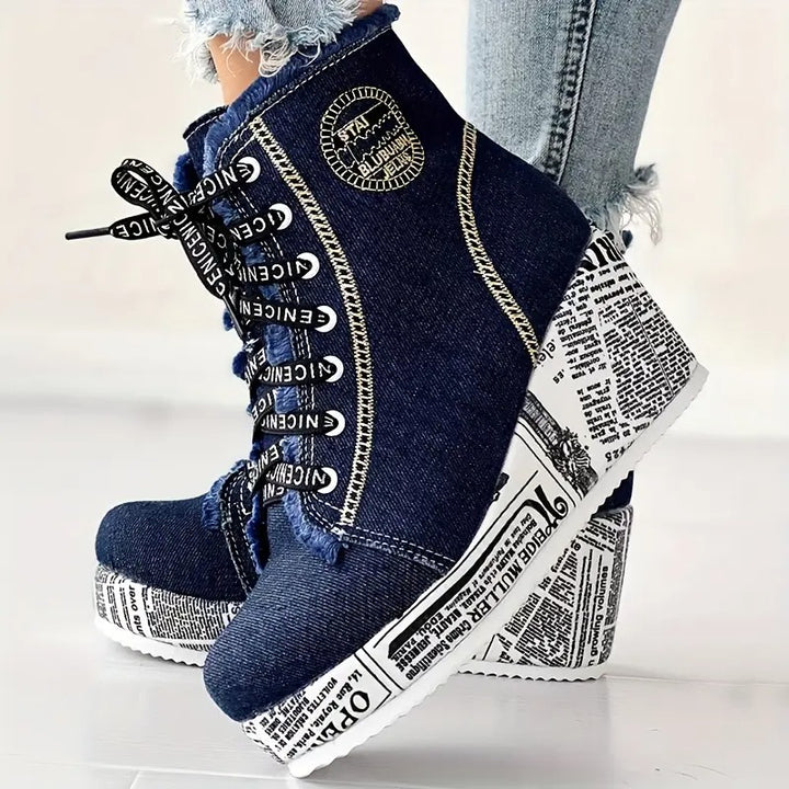 Bottes en denim confortables à Plateforme