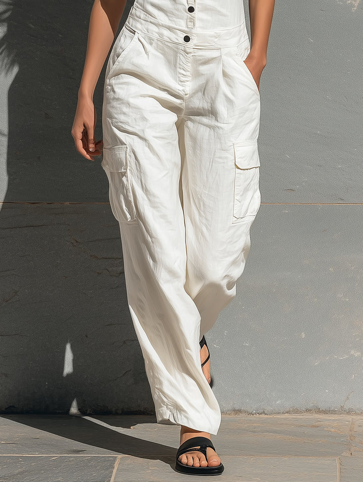 Combinaison sans manches minimaliste en mélange de coton