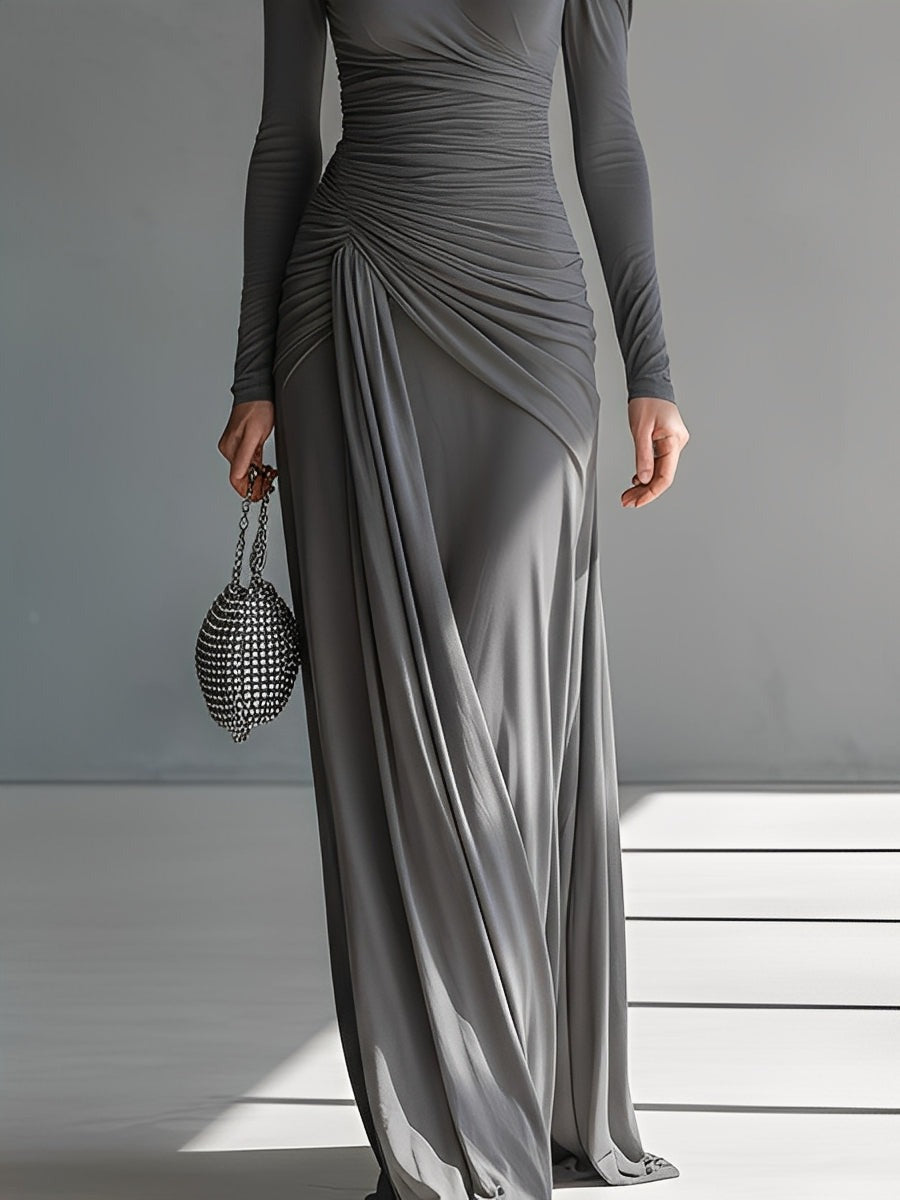 Robe longue en soie stretch