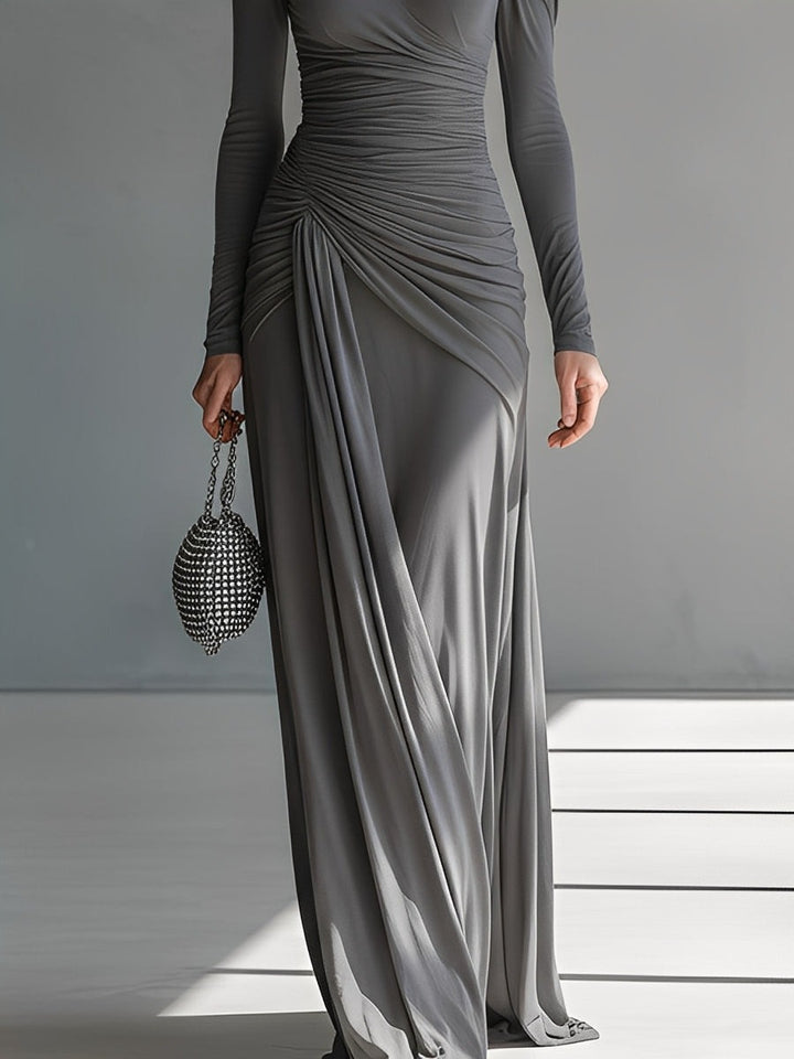 Robe longue en soie stretch