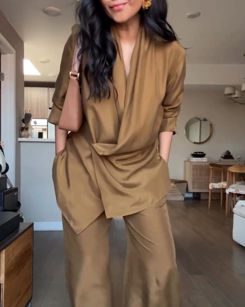 Ensemble pantalon et costume à revers châle