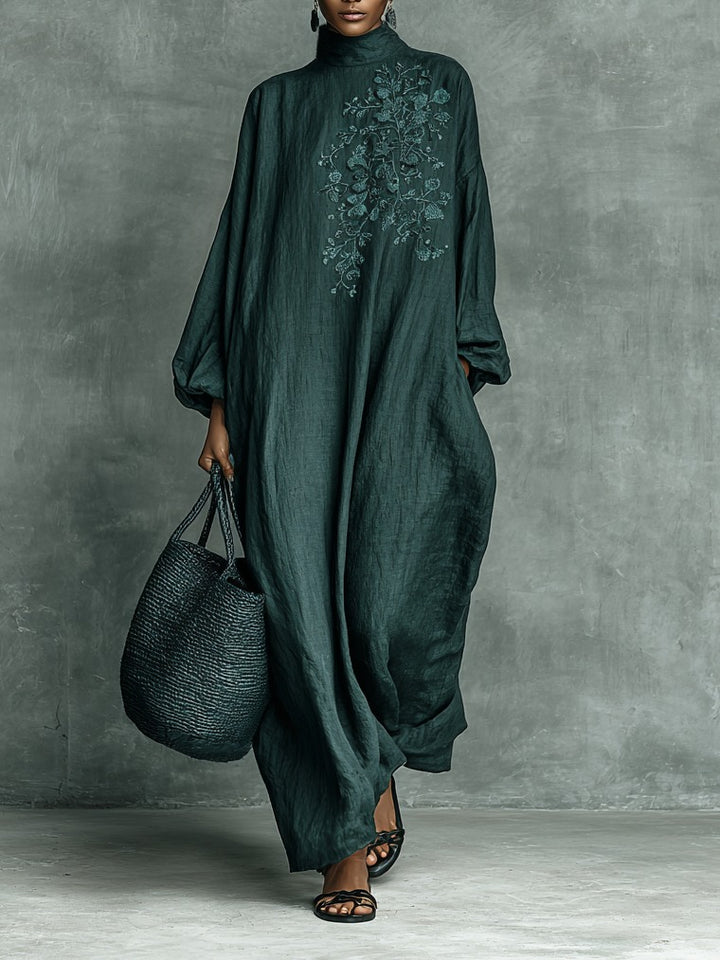 Robe longue ample en coton et lin mélangés