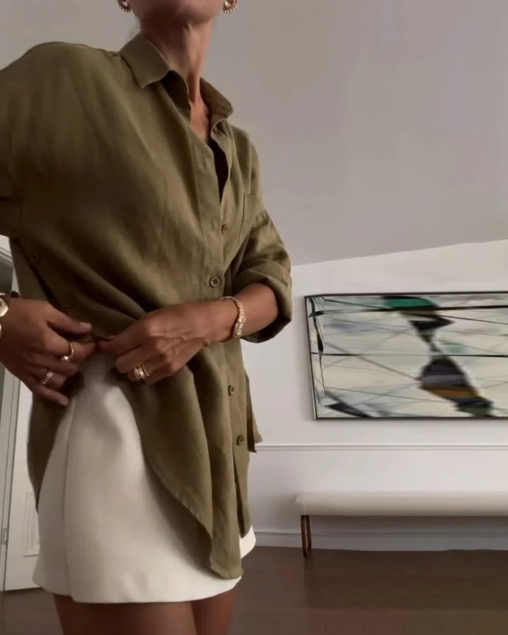 Ensemble deux pièces décontracté avec chemise à revers et jupe