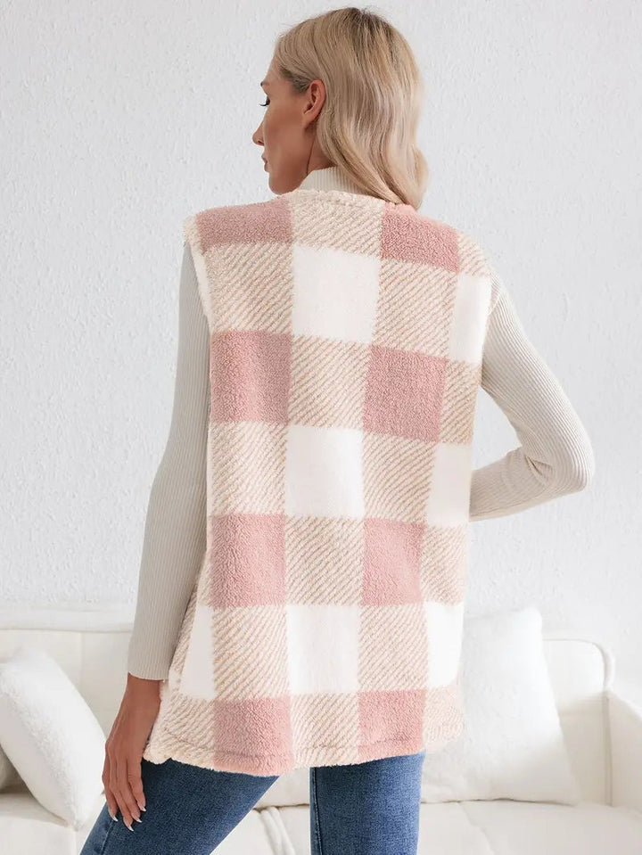 Gilet à carreaux sherpa