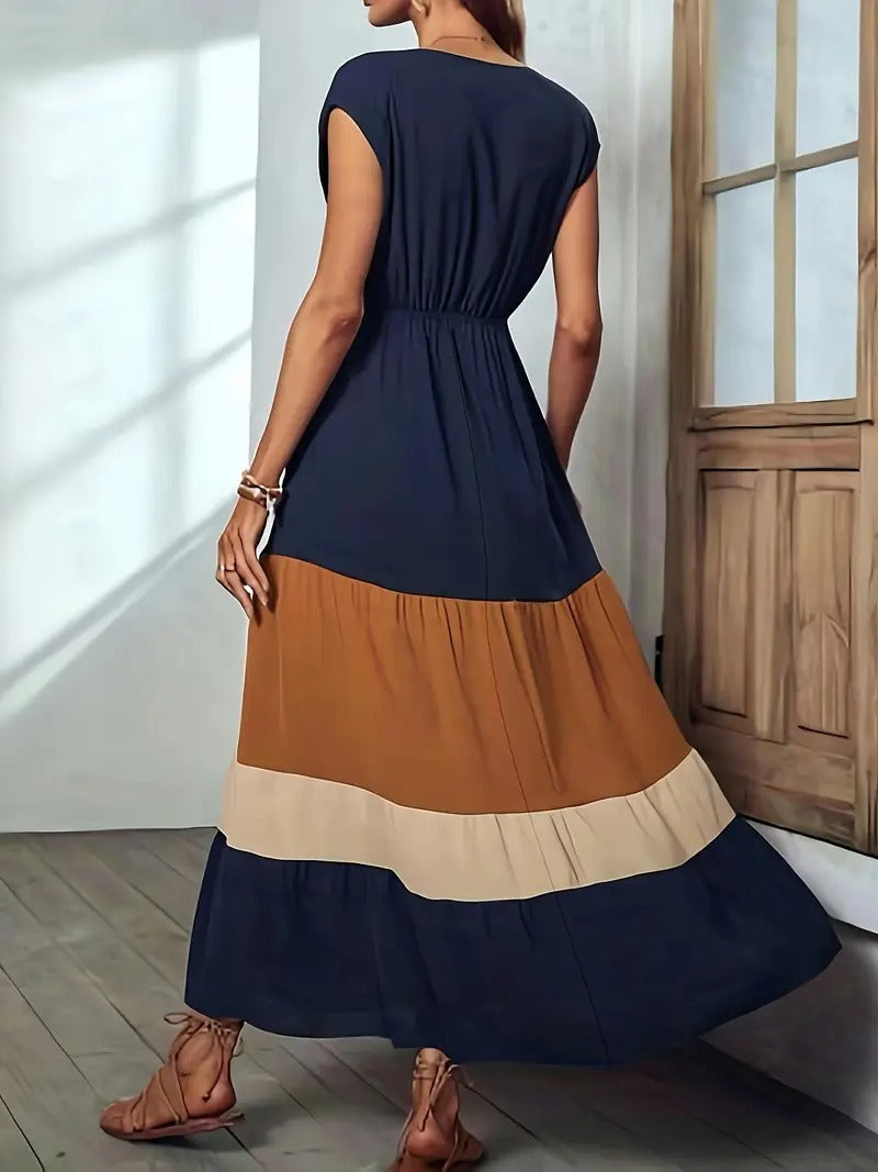 Robe trapèze à col bénitier sans manches