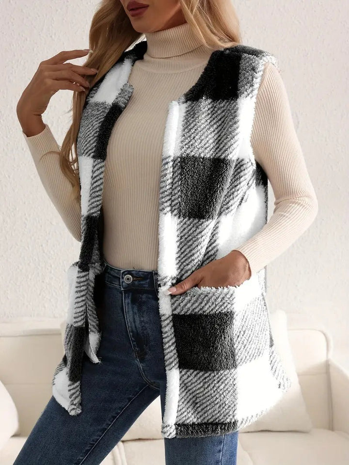 Gilet à carreaux sherpa