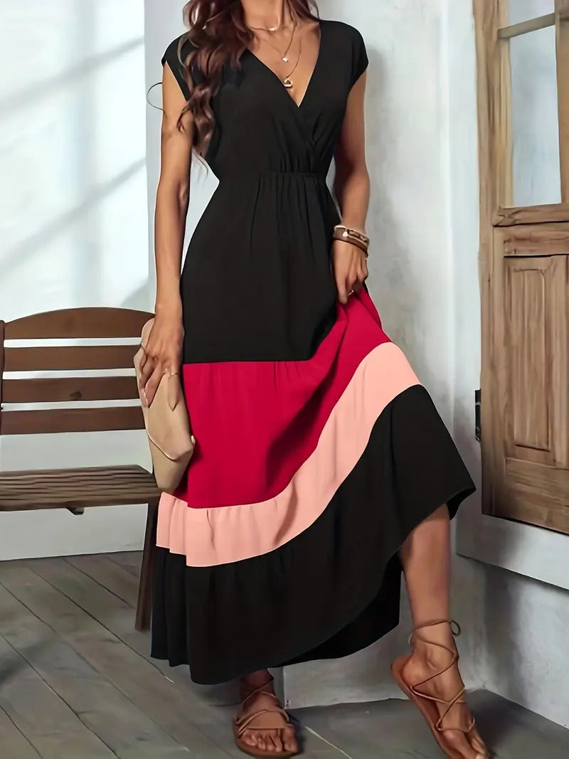 Robe trapèze à col bénitier sans manches
