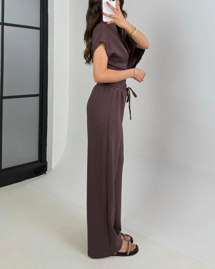 Ensemble deux pièces haut et pantalon irréguliers à la mode