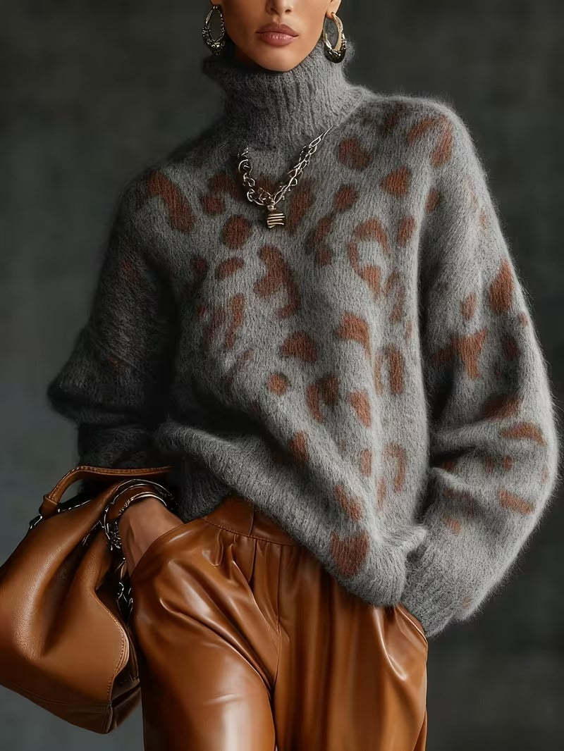Pull chaud à imprimé léopard
