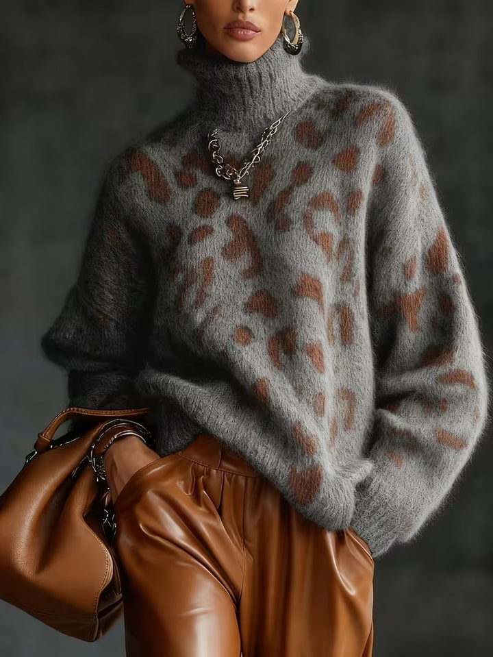 Pull chaud à imprimé léopard