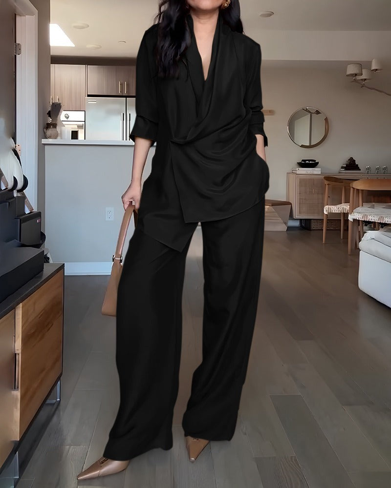 Ensemble pantalon et costume à revers châle