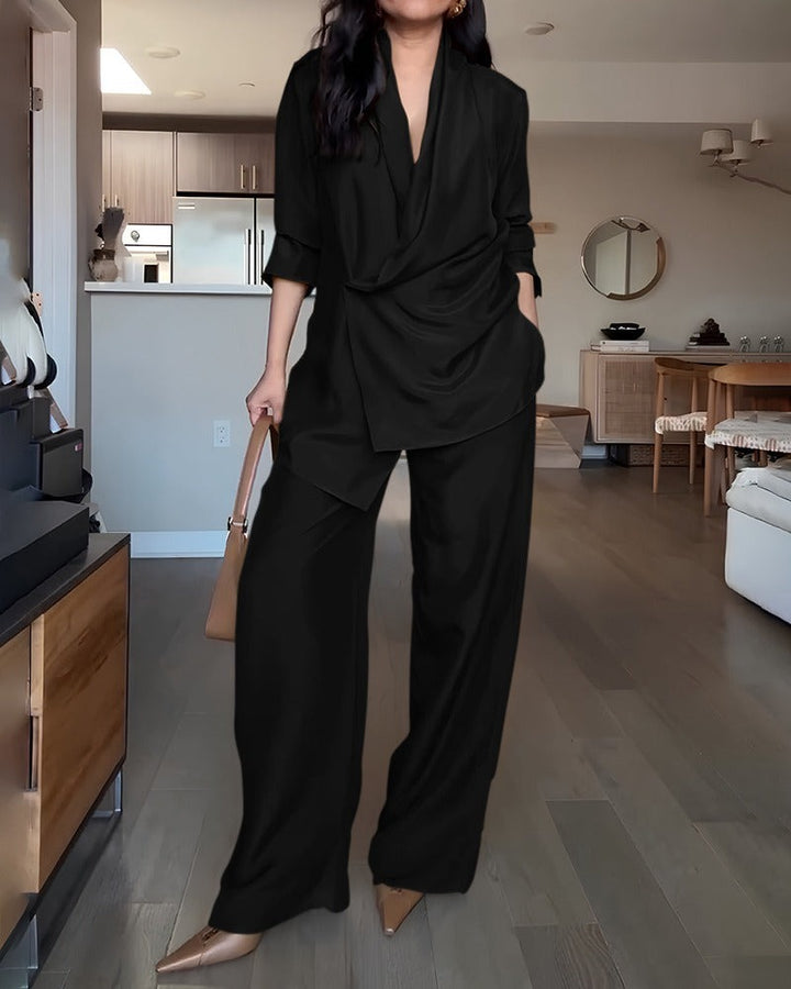 Ensemble pantalon et costume à revers châle