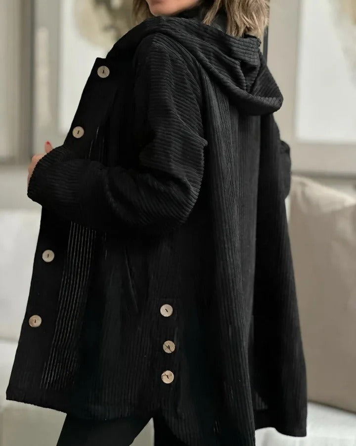 Veste à capuche décontractée en velours