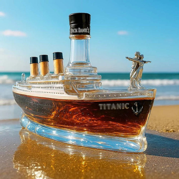 Bouteille de whisky en forme de bateau