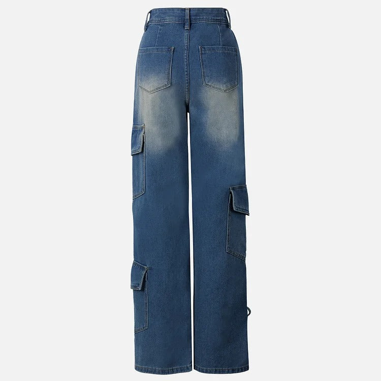 Jean utilitaire en denim avec nœud
