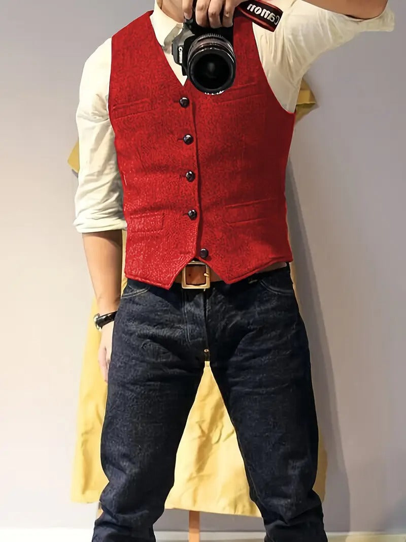 Gilet Homme Tweed Chevron Style Western