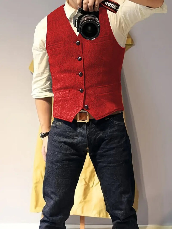 Gilet Homme Tweed Chevron Style Western
