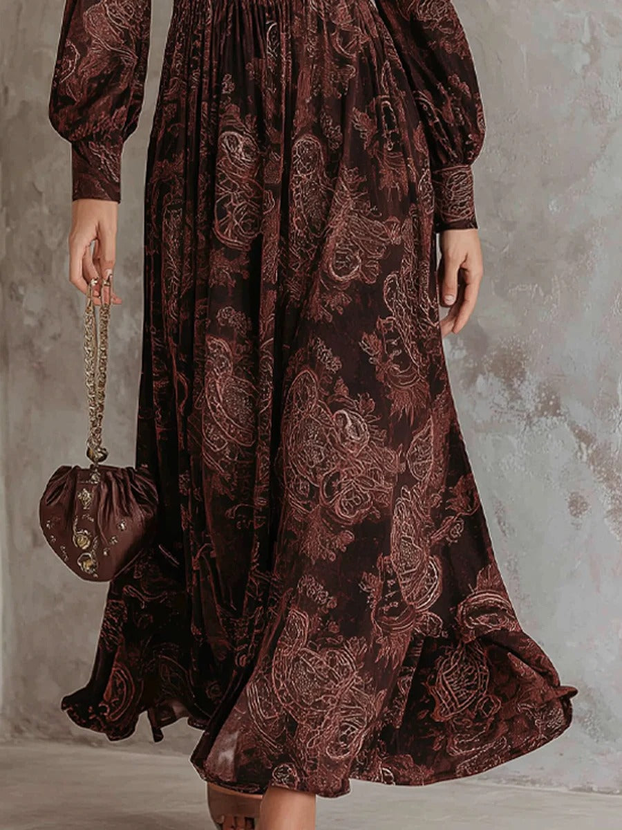 Robe longue zippée à motif