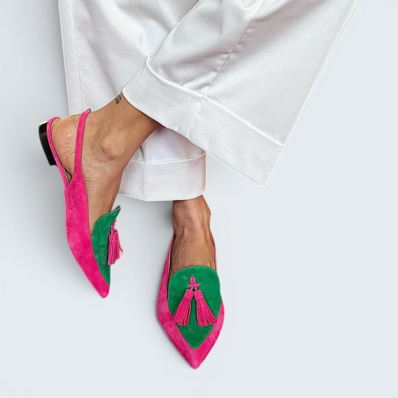 Loredana | Ballet Flats with Fringe and Ankle Strap
