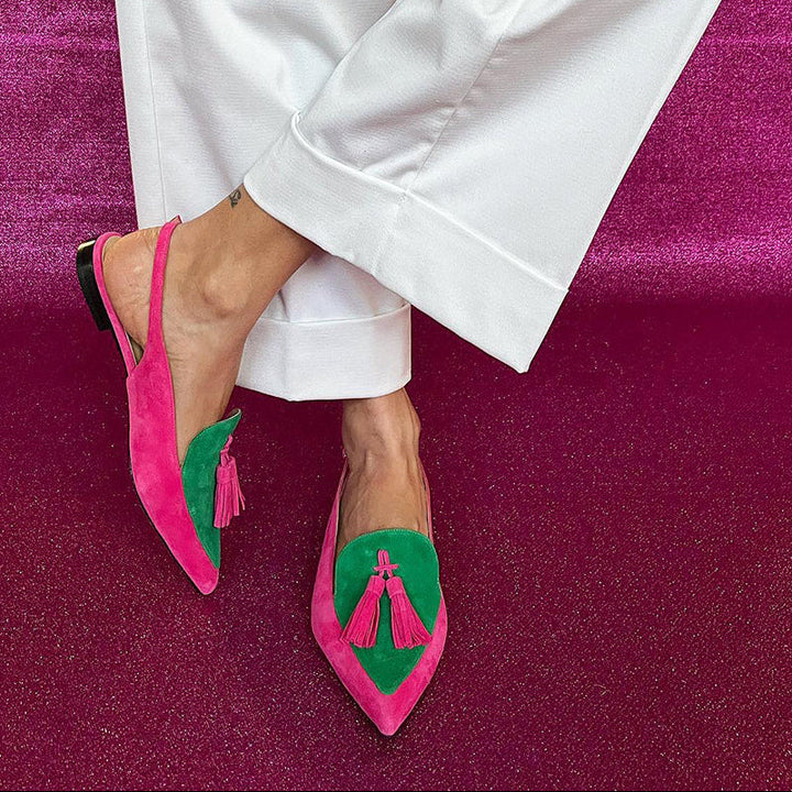 Loredana | Ballet Flats with Fringe and Ankle Strap