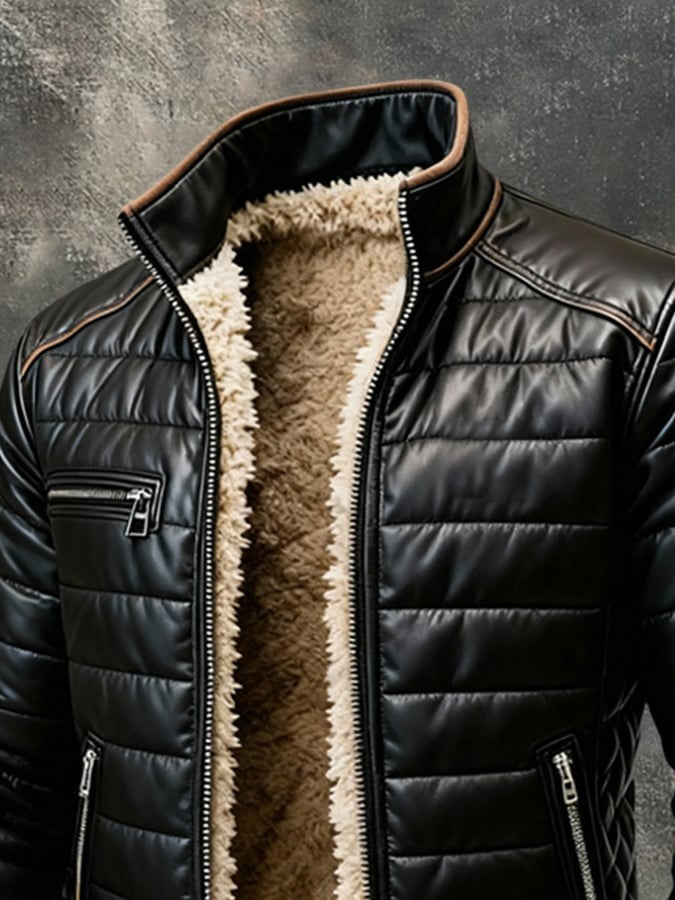Veste vintage chaude et moelleuse en cuir souple.