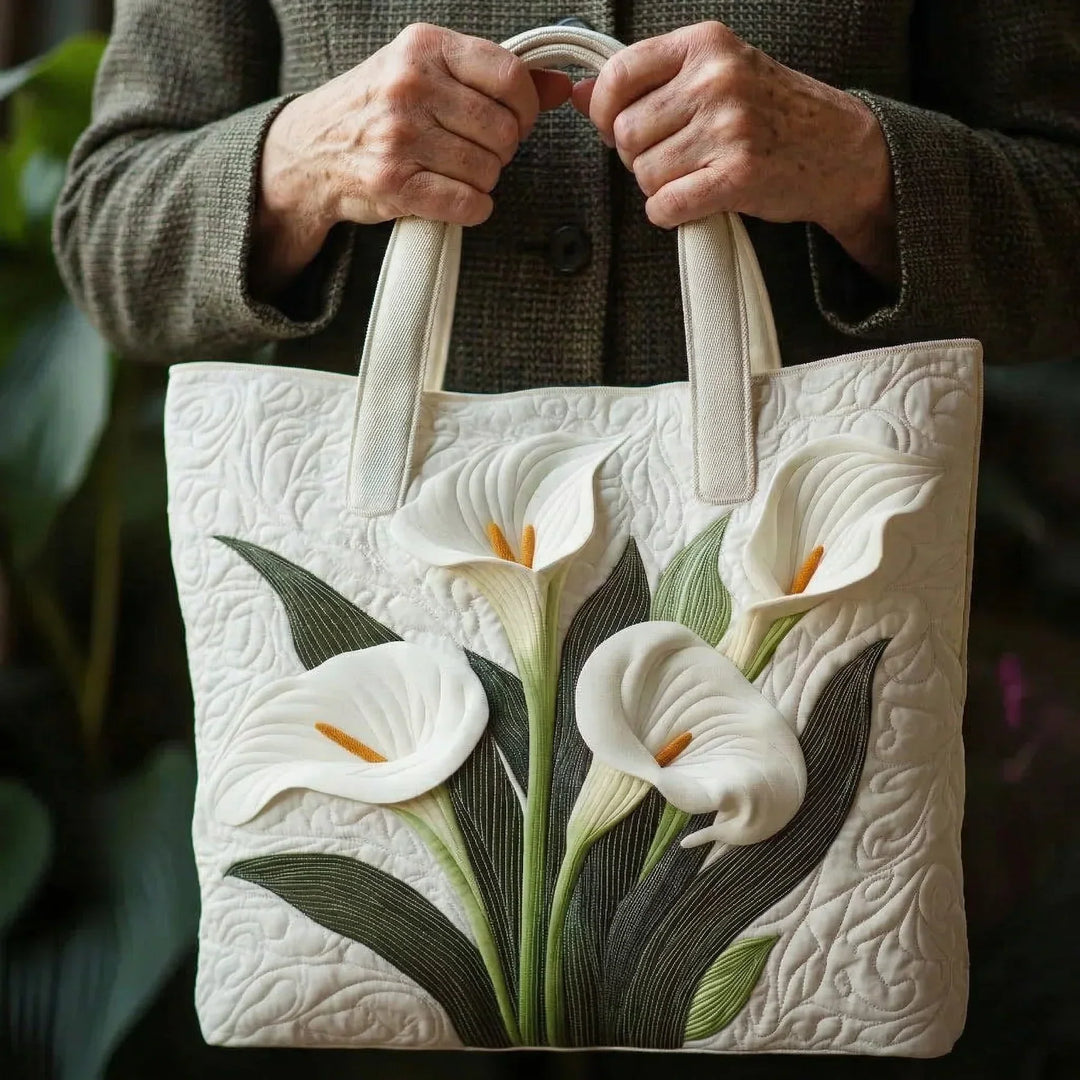 Padded Tote Bag - White Sunflowers