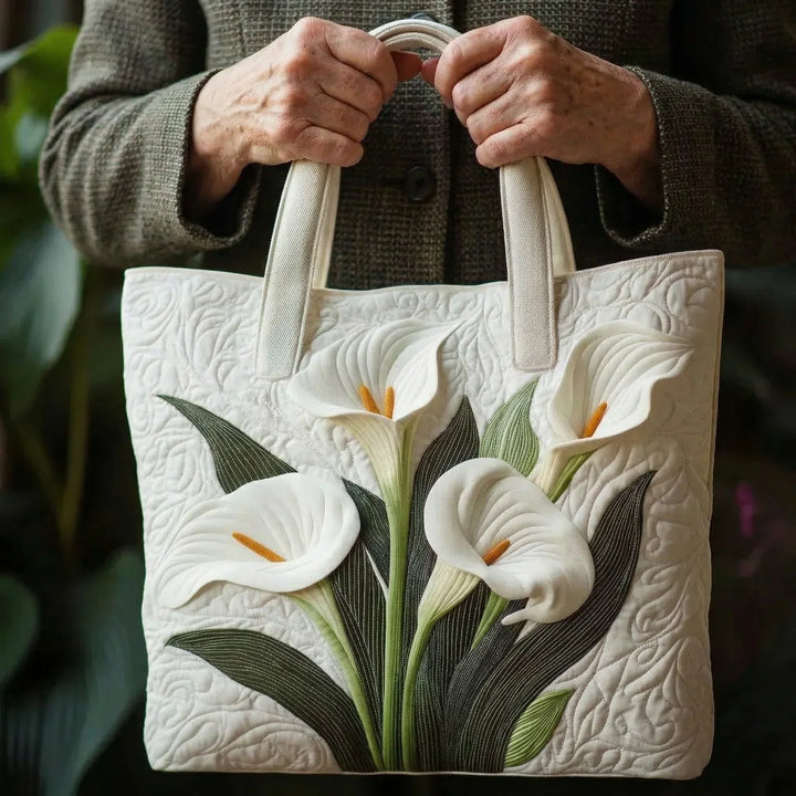 Padded Tote Bag - White Sunflowers