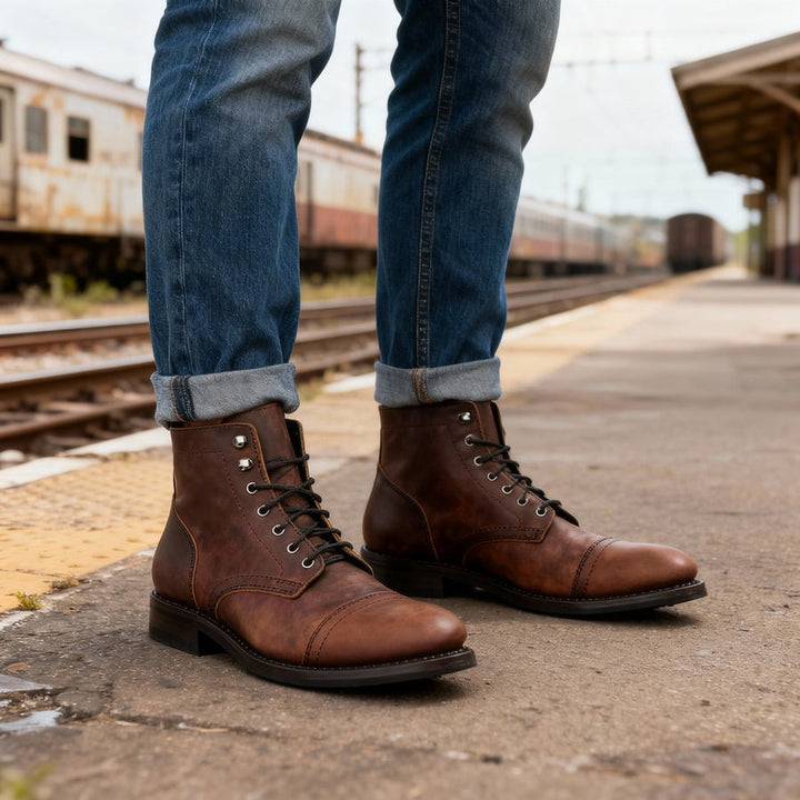 Bottines en cuir à bout renforcé