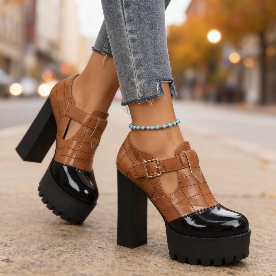 Escarpins à plateforme en cuir