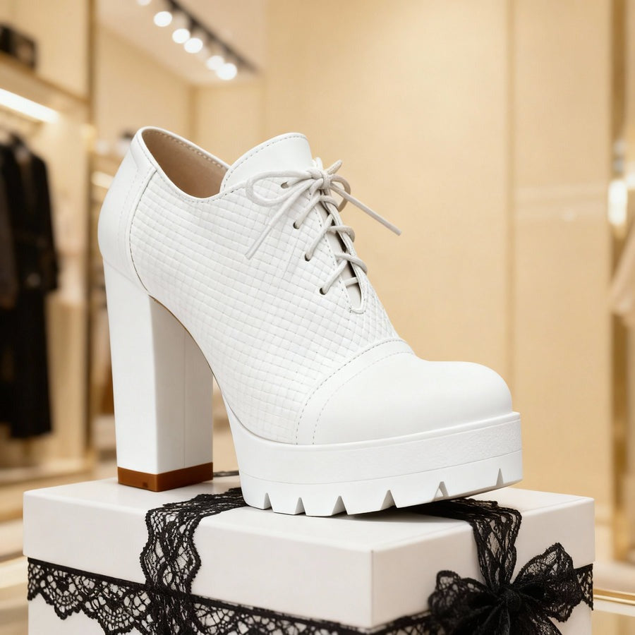 Bottines à lacets et talons carrés