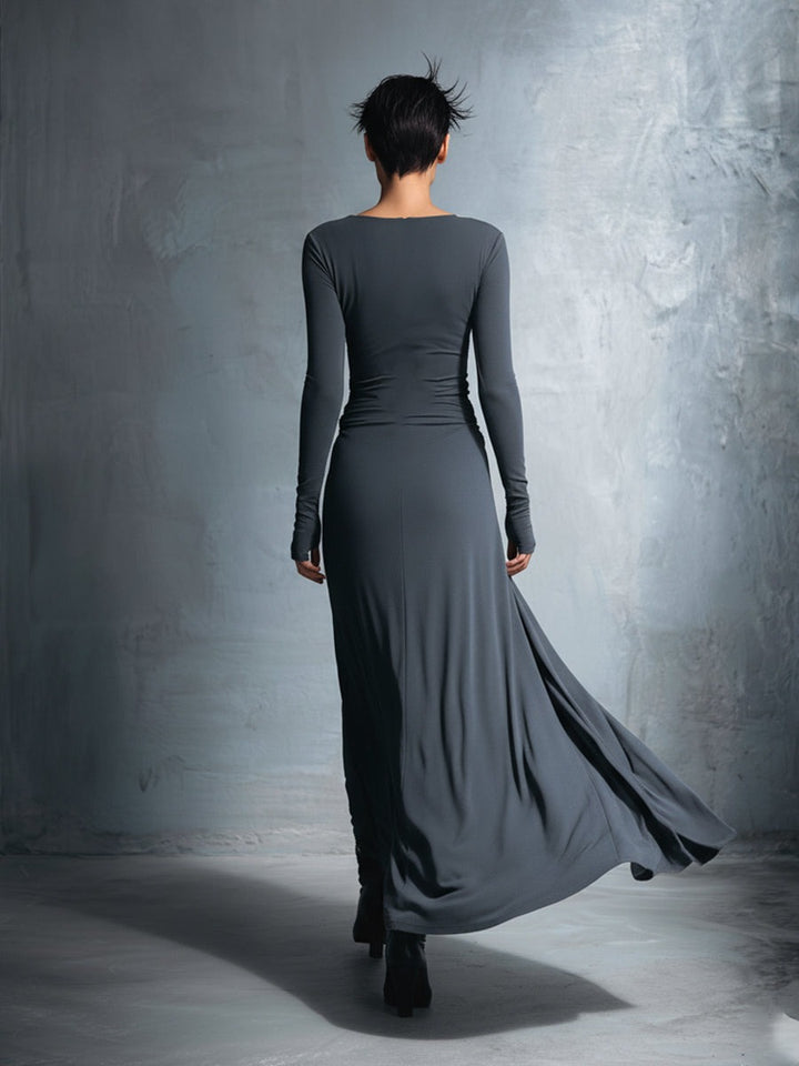 Robe portefeuille maxi nouée en tissu stretch