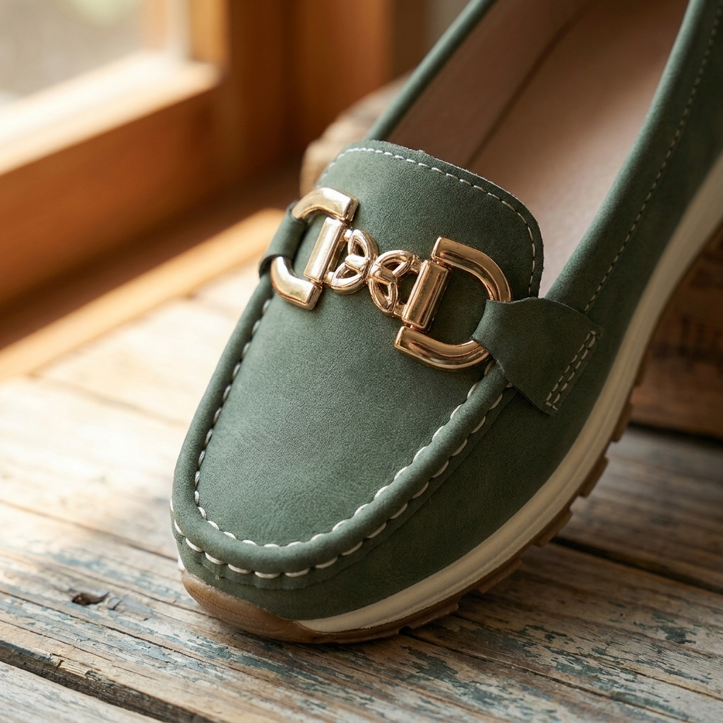 Eloise - Mocasines Verdes con Hebilla