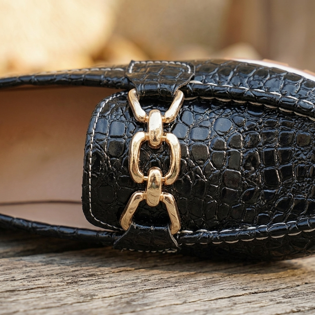 Emmy - Mocasines de Cocodrilo Negros