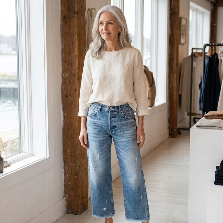 Aberjean | Retro Cropped Straight Jeans
