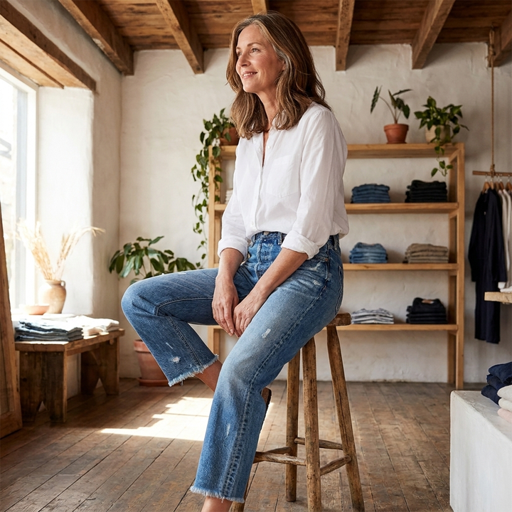 Aberjean | Retro Cropped Straight Jeans
