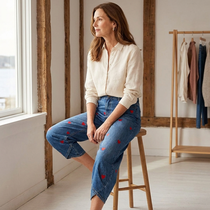 Romina™ | Heart Print Ankle Jeans