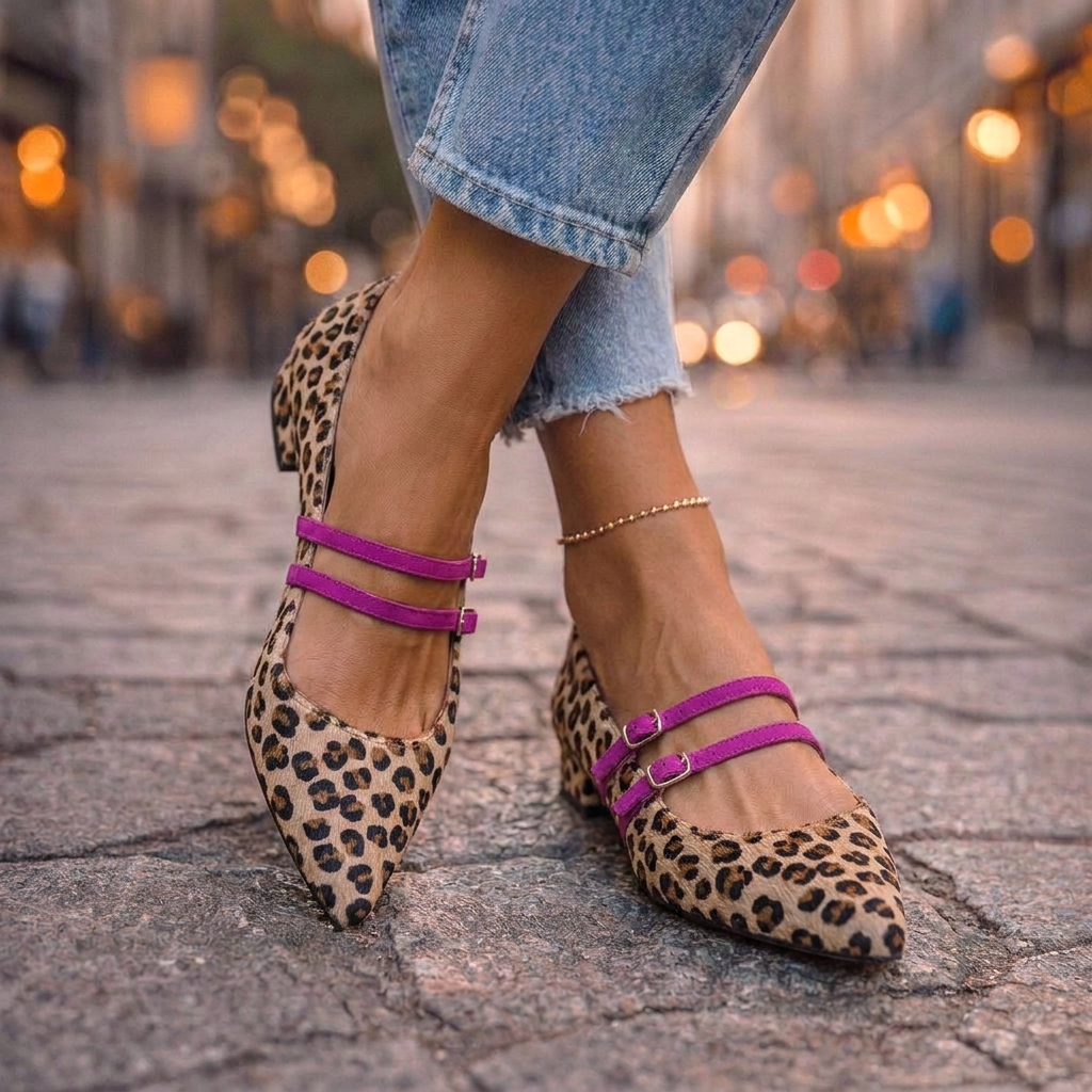Celeste | Pointed Flats with Double Buckles