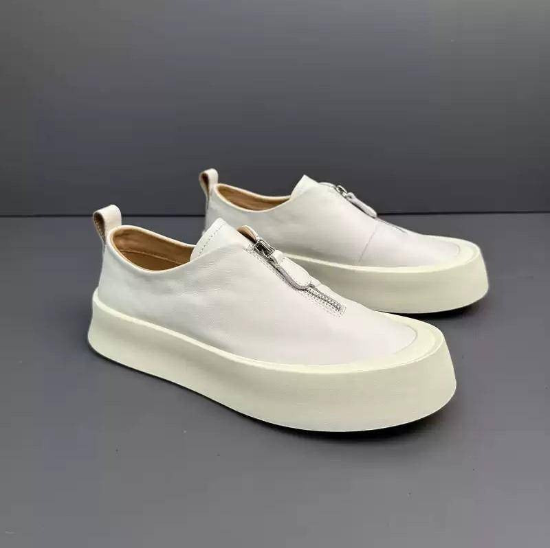 Chaussures zippées en cuir