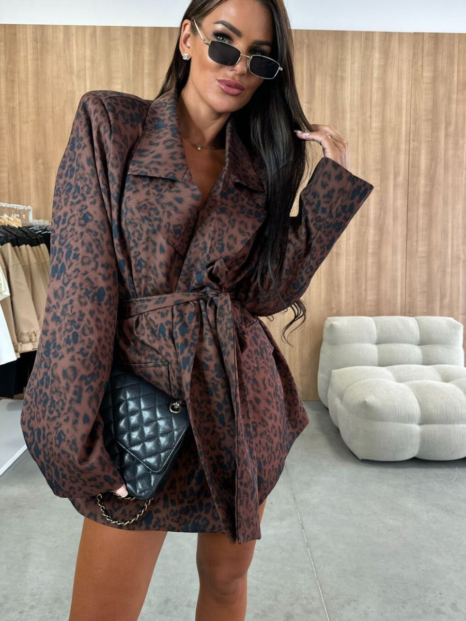 Blazer oversize à imprimé léopard