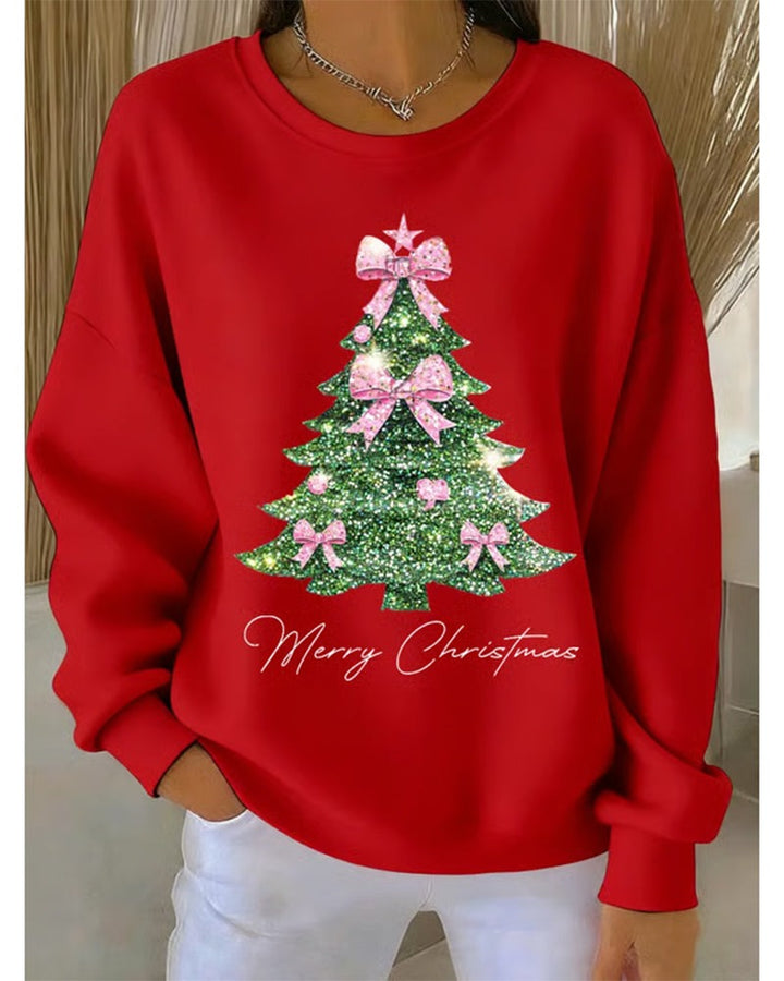 Sweat-shirt à col rond et manches longues imprimé de Noël