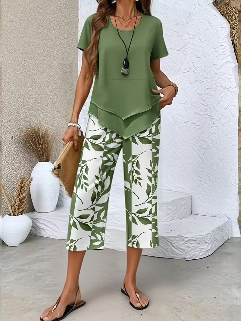 PRINTED LEAF SET FOR WOMEN