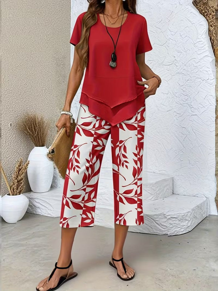 PRINTED LEAF SET FOR WOMEN