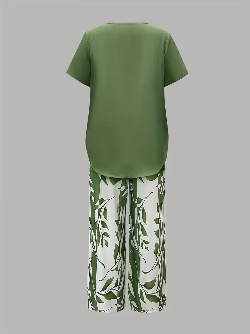 PRINTED LEAF SET FOR WOMEN