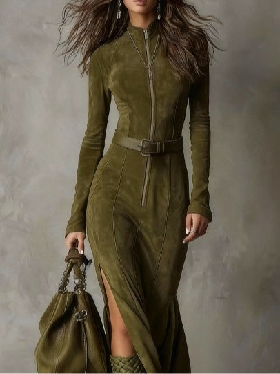 Robe longue en daim Alessia