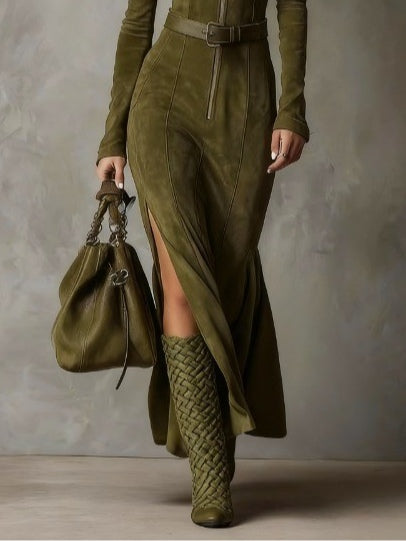 Robe longue en daim Alessia