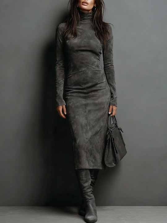 Robe midi en daim