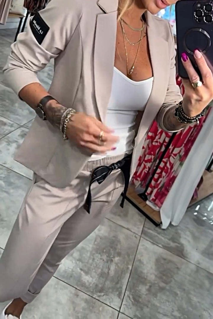 Ensemble deux pièces haut et pantalon élastique