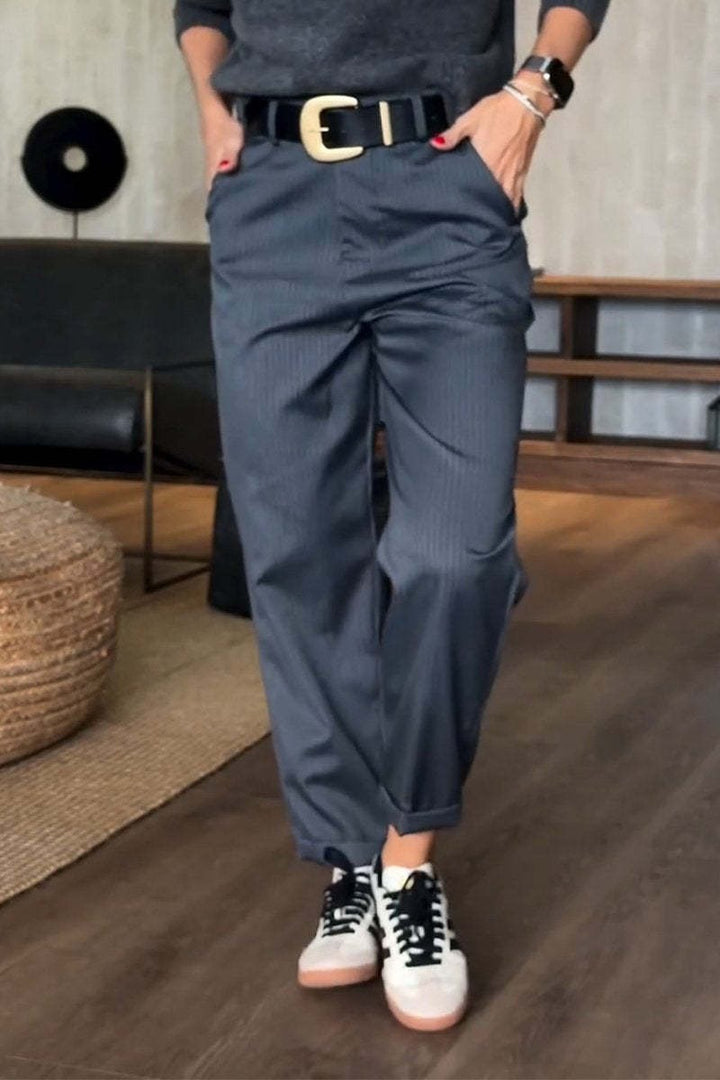 Pantalon de costume court à rayures décontracté